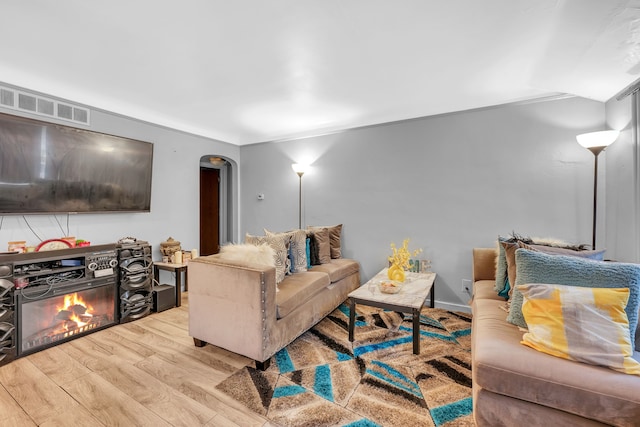 living room featuring light wood-type flooring