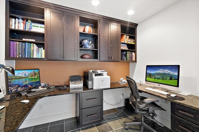 home office featuring built in desk