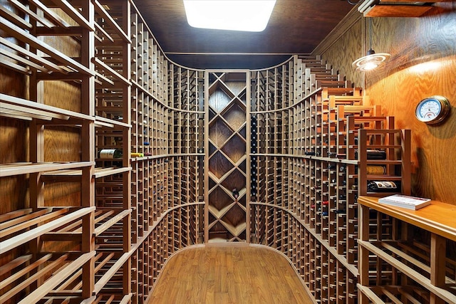 wine room featuring wood-type flooring