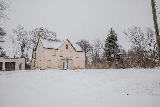 view of snow covered exterior