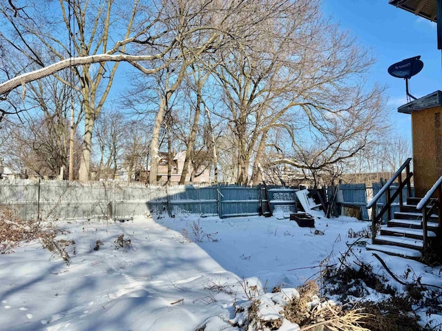 view of yard covered in snow