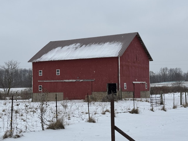 view of snow covered property