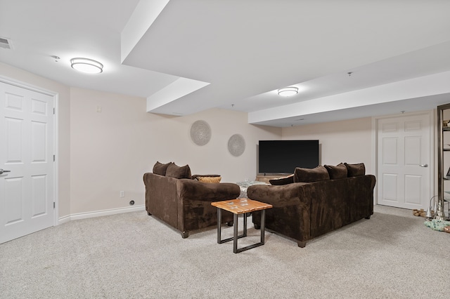 living room with light carpet