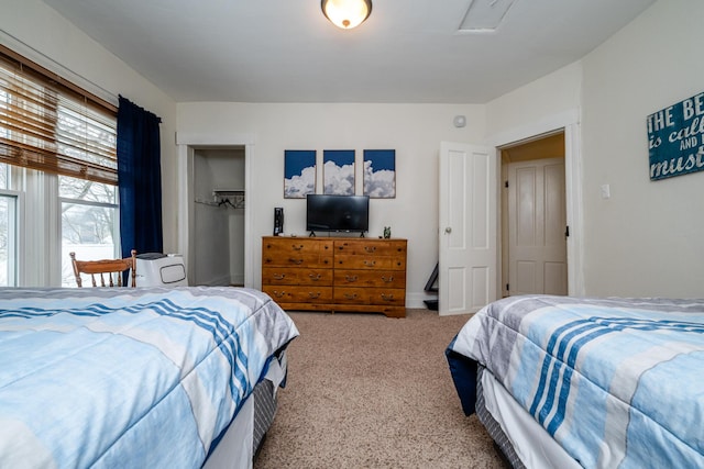 carpeted bedroom featuring a closet