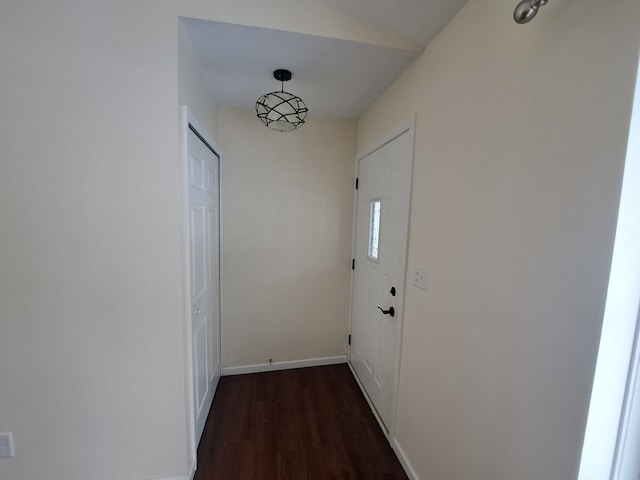 hall featuring dark wood-type flooring