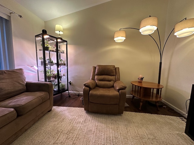 sitting room featuring lofted ceiling