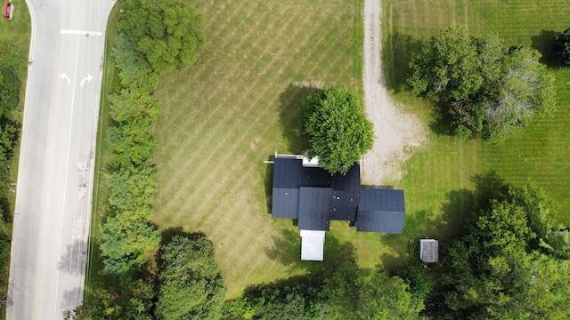 birds eye view of property featuring a rural view