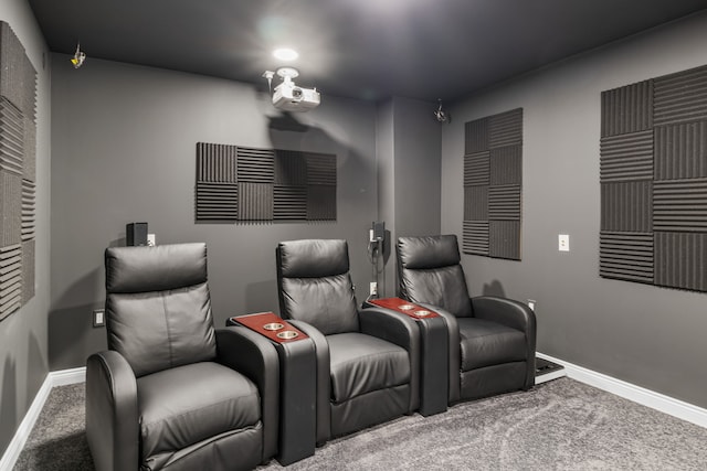 view of carpeted cinema room