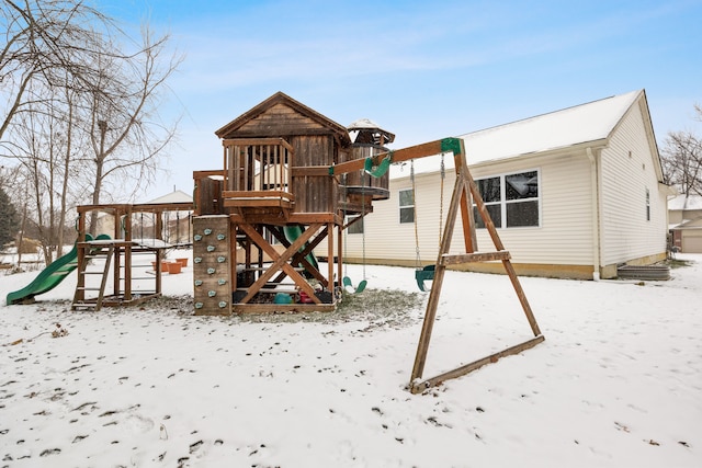 view of snow covered playground