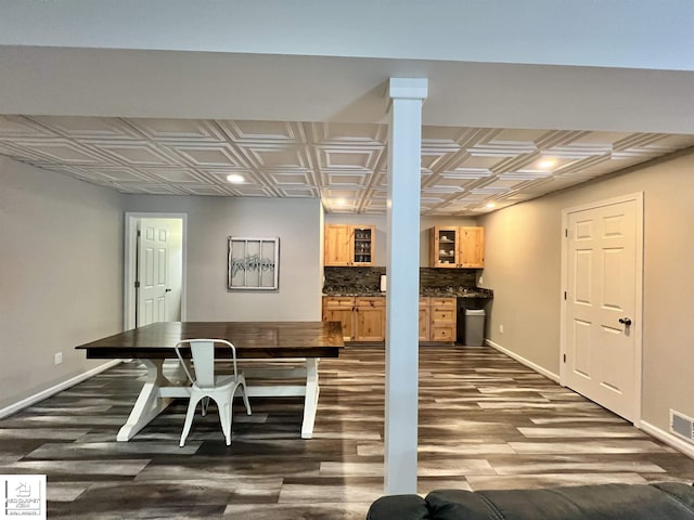 interior space with dark wood-type flooring