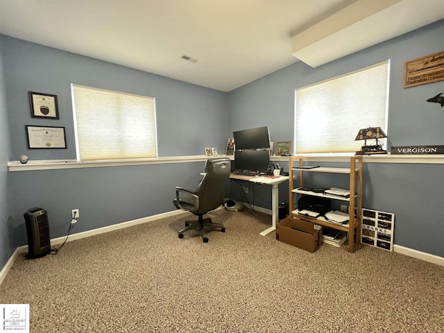 office area with carpet