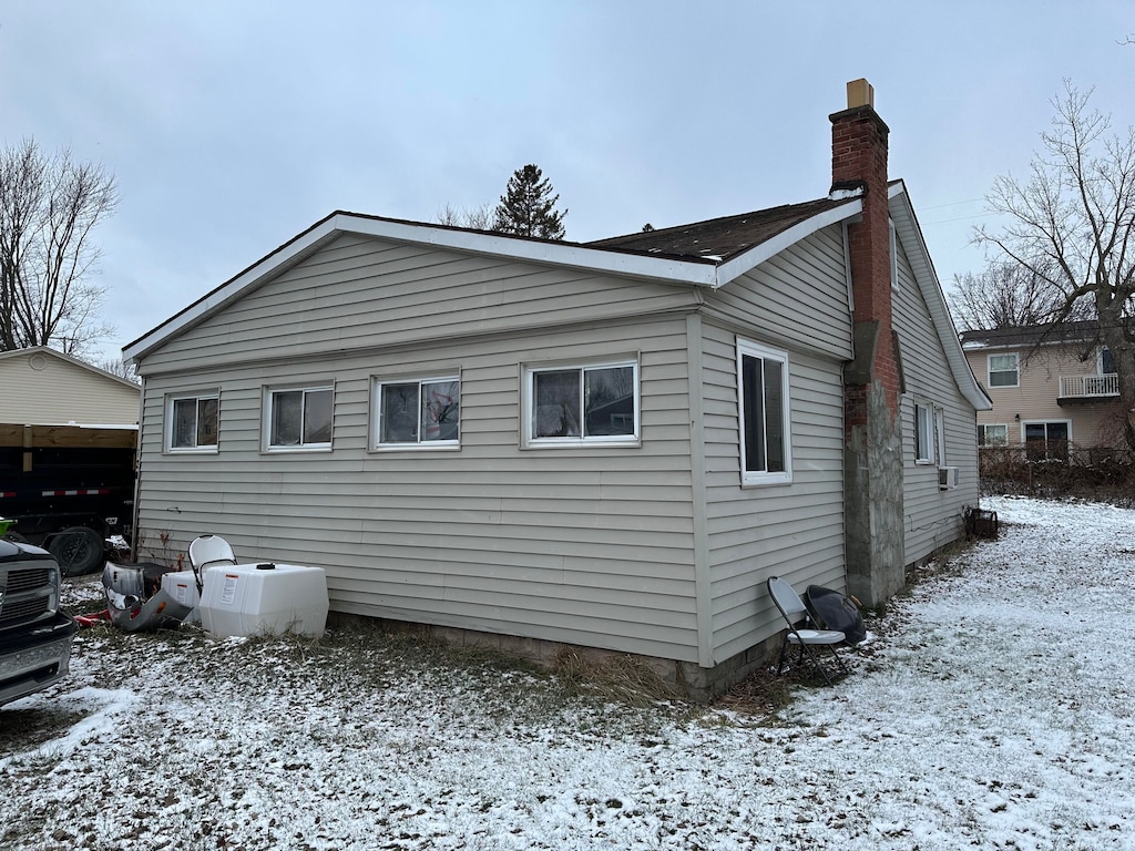 view of snow covered exterior