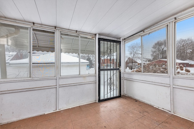 view of unfurnished sunroom