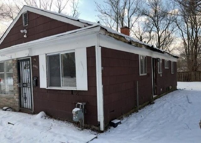 view of snowy exterior