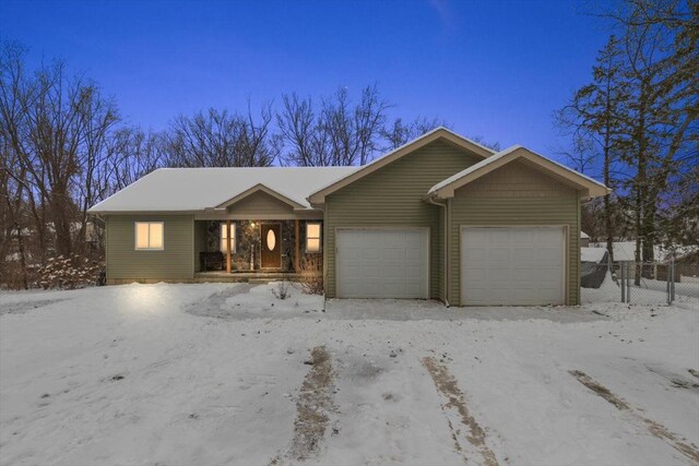 single story home with a garage