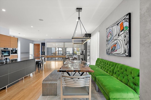 living room with light hardwood / wood-style floors