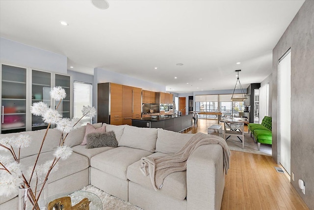 living room featuring light hardwood / wood-style floors