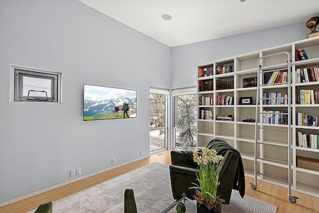 living area featuring hardwood / wood-style flooring