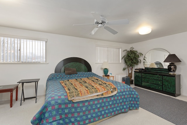 bedroom with carpet floors and ceiling fan