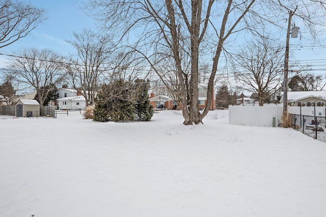 view of yard covered in snow