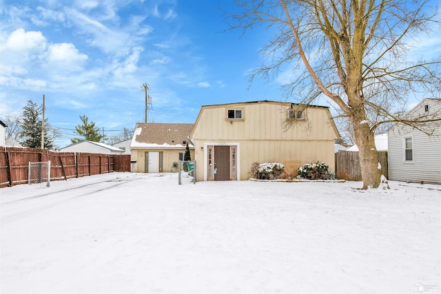 view of snow covered property