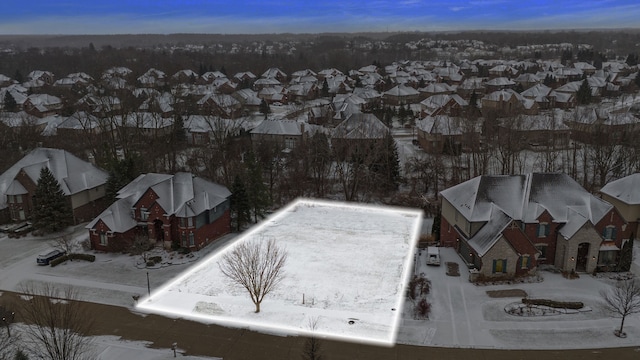 view of aerial view at dusk