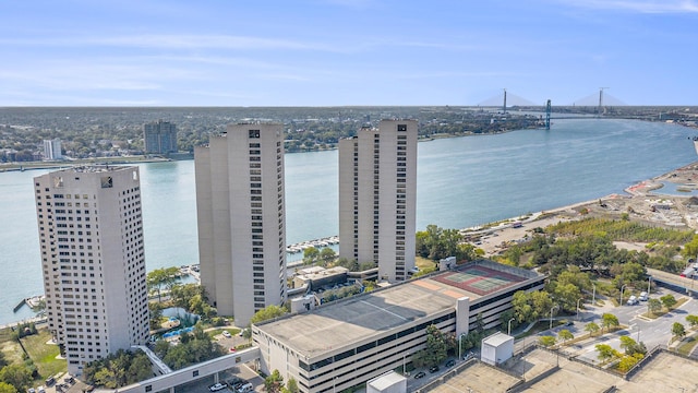 1001 W W Jefferson Ave, Detroit, MI 48226 - birds eye view of property with a water view