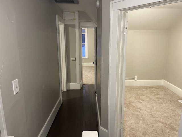 hallway featuring carpet flooring