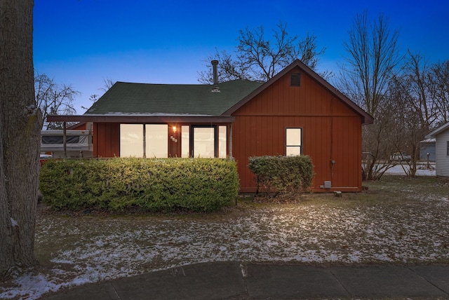 view of property exterior at dusk