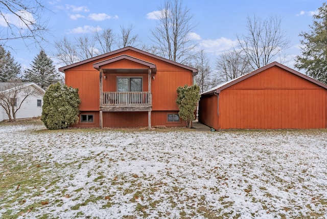 view of snow covered property