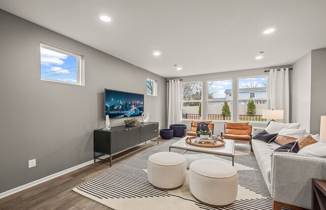 living room with wood-type flooring