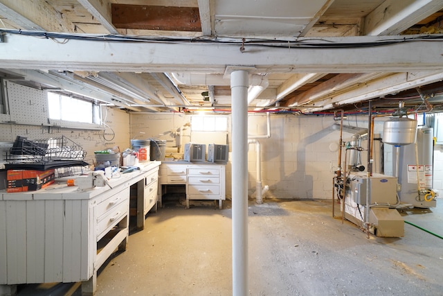 basement with water heater