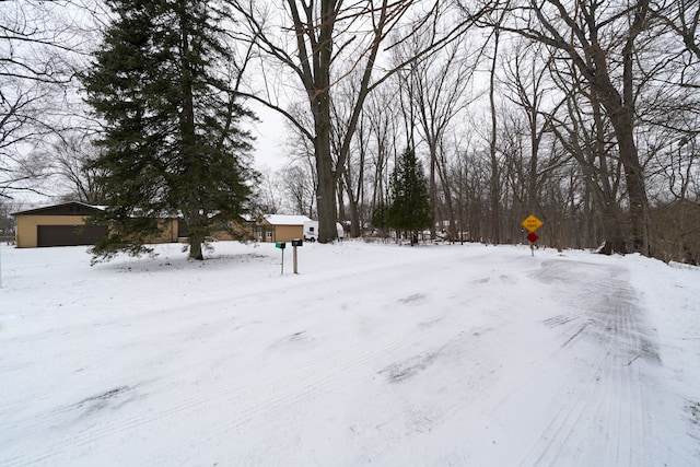 view of yard covered in snow