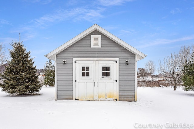 view of snow covered structure