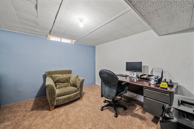 view of carpeted office space