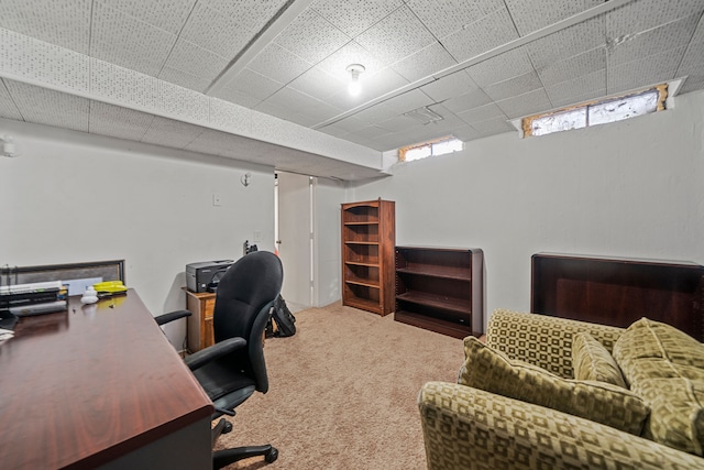 office area featuring carpet flooring