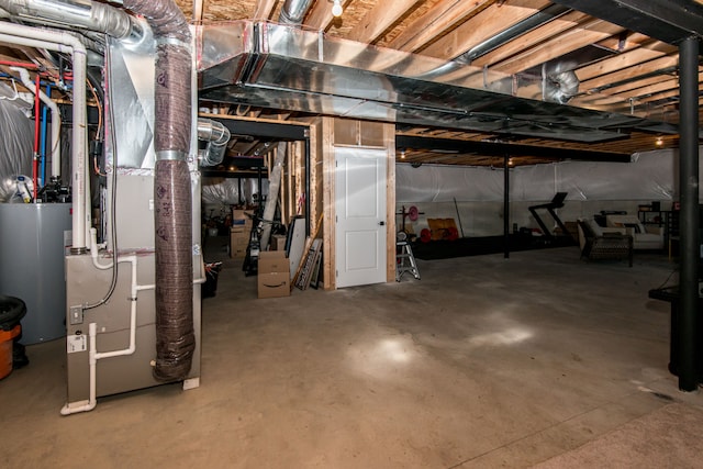 basement with gas water heater