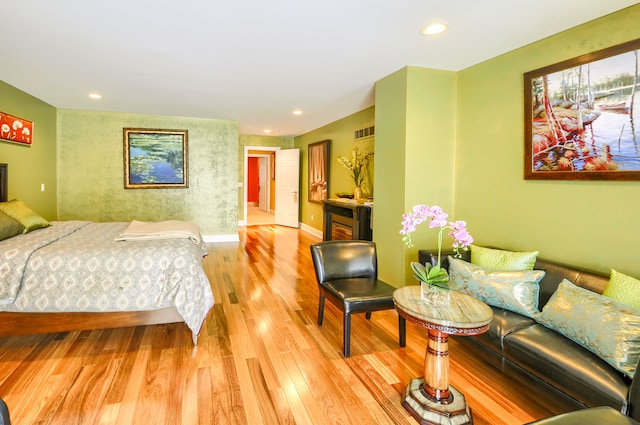 bedroom featuring light hardwood / wood-style floors