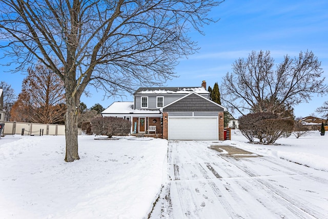 view of front property with a garage