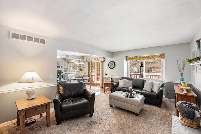 living room with carpet