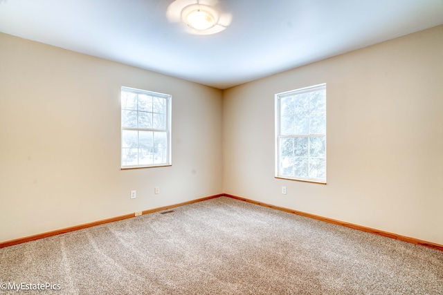 empty room featuring carpet floors and plenty of natural light