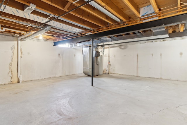 basement with heating unit