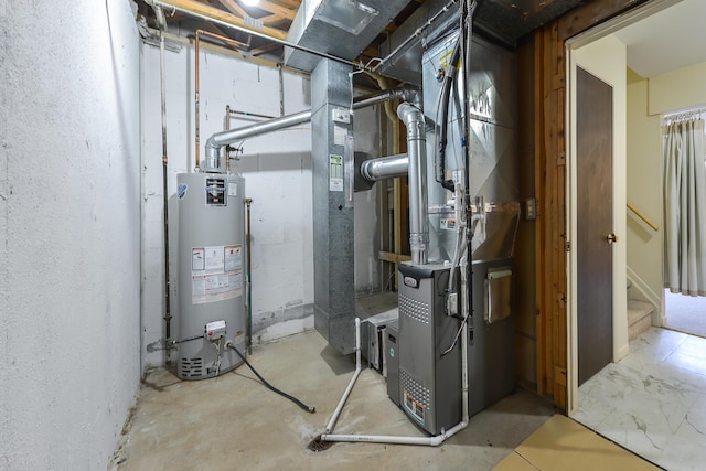 utility room with water heater