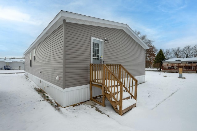 view of snowy exterior