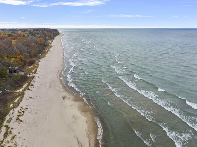 view of water feature with a view of the beach