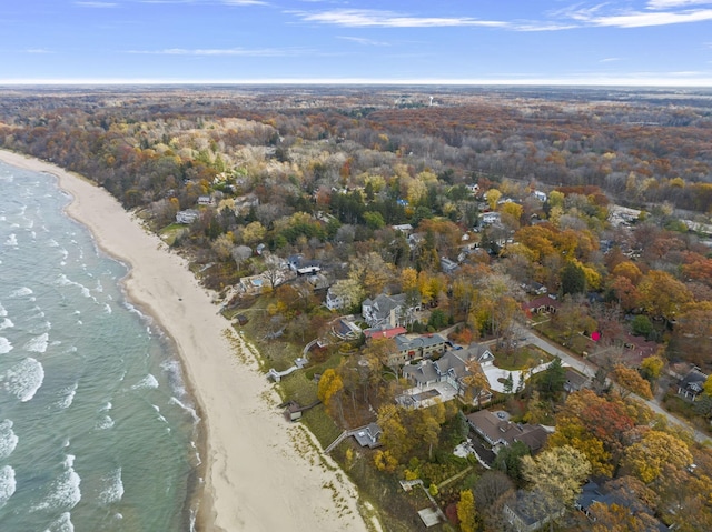 aerial view with a beach view and a water view