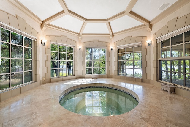 view of pool with an indoor in ground hot tub