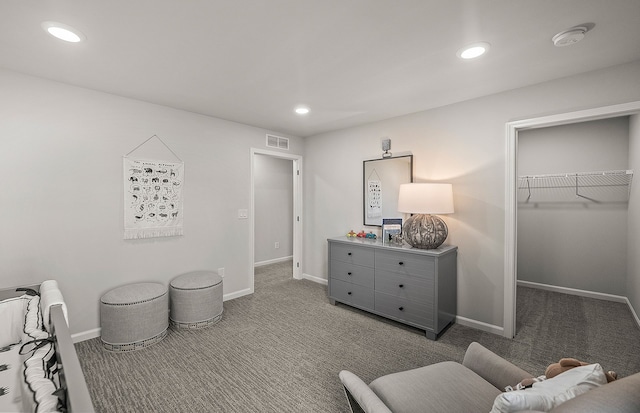 living area featuring light colored carpet