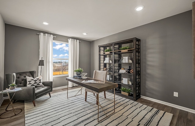 office area featuring dark hardwood / wood-style flooring