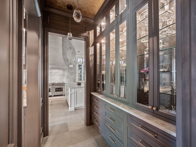 interior space with light tile patterned floors